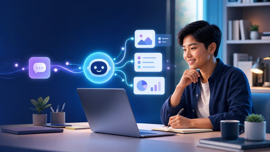 ผู้เริ่มต้นเรียนรู้การใช้ AI อย่างเป็นขั้นตอนผ่านคอมพิวเตอร์และเครื่องมือดิจิทัล